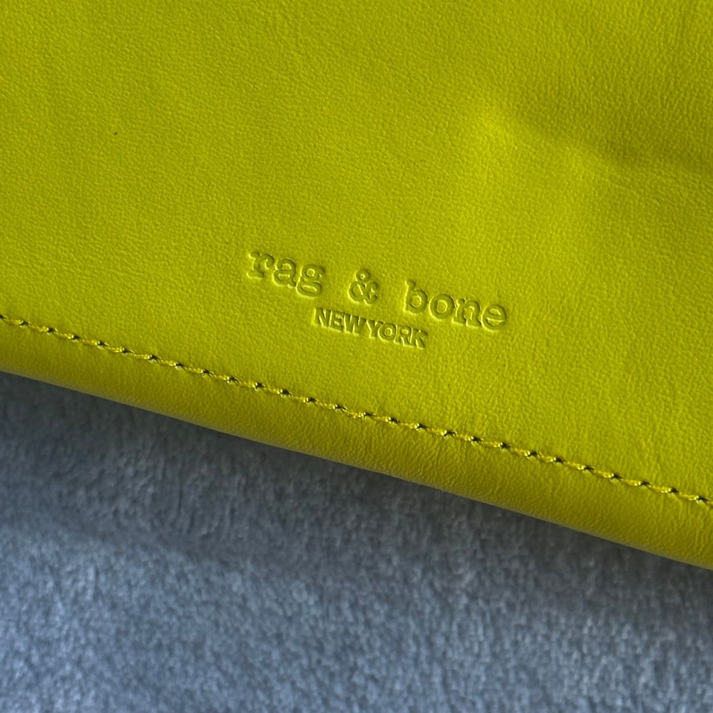 Rag & Bone Highlighter Yellow Atlas Crossbody Leather Bag Wallet Chain Strap 8" - Picture 13 of 16